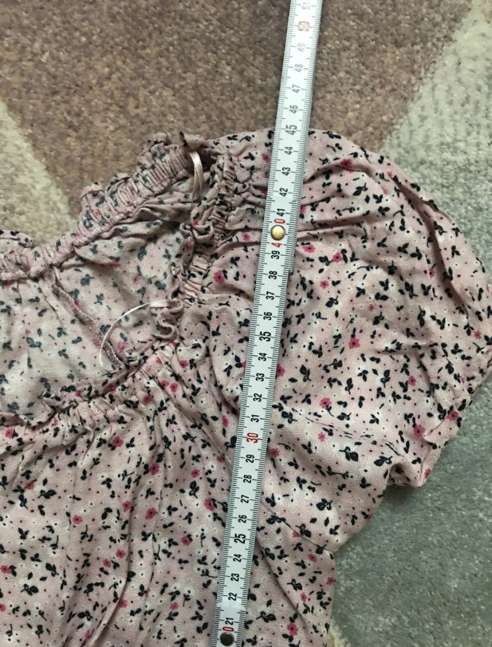 Blusentop 42/44 Shirtbluse Fleur Rosé Carmenbluse Croped Smoked feminin Summertime Festival Hippie Look