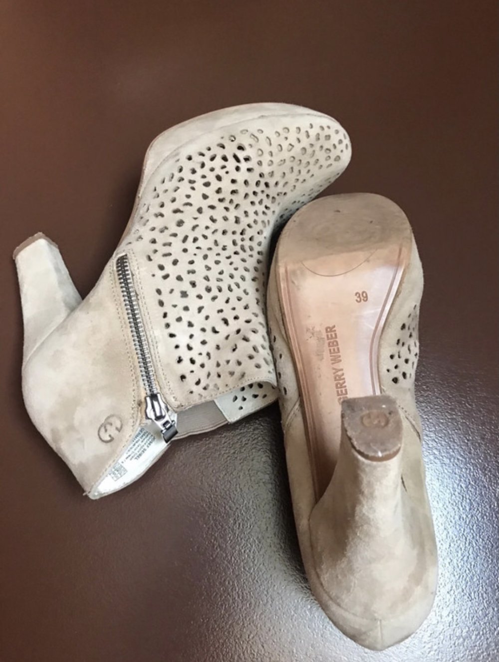 High Heels Stiefelette Markenware 39,5 Softboots Stiefelette beige Gerry Weber 