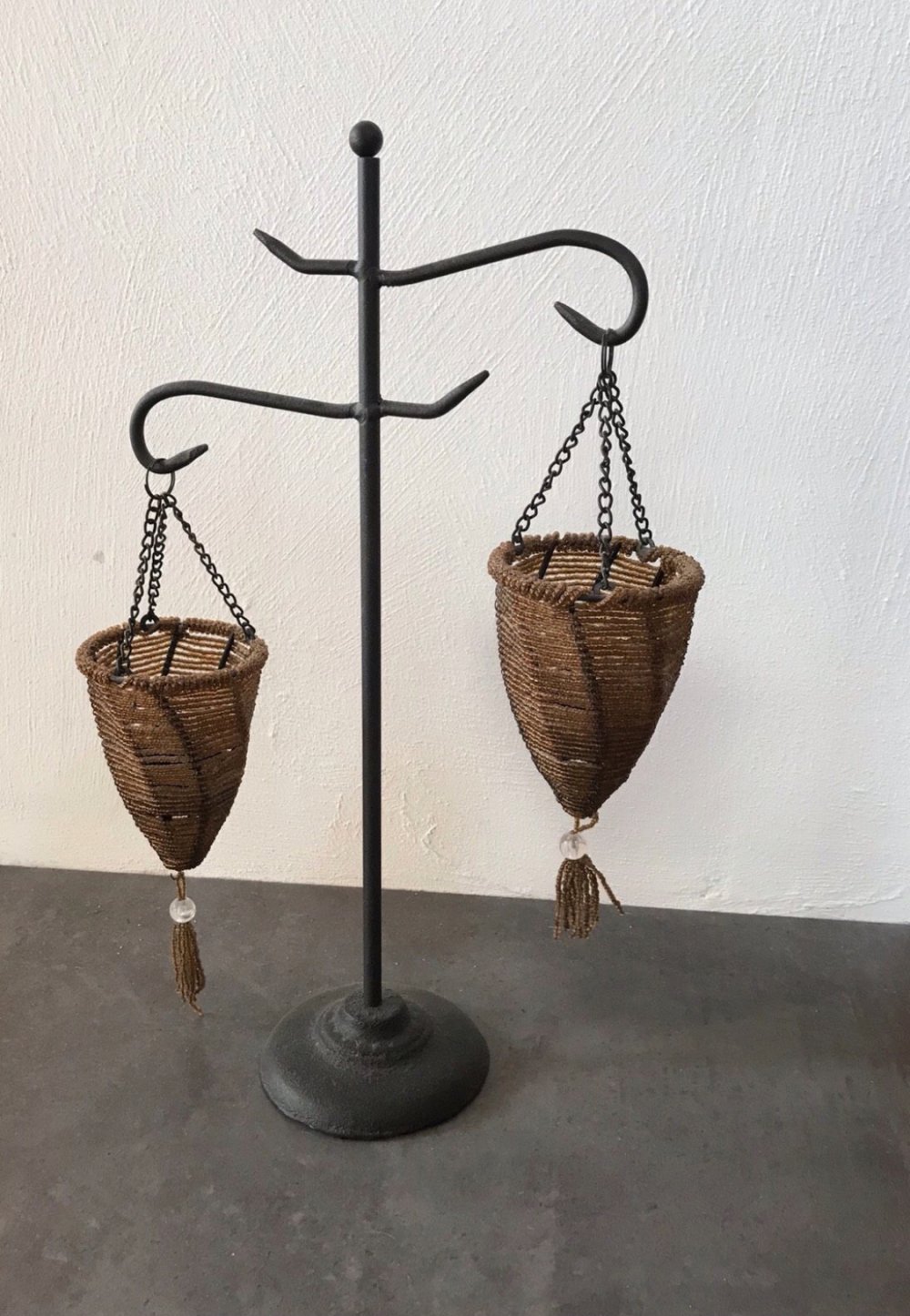 Kerzenständer Kerzenhalter Orientalisches Design Metall Deko Interieur Teelichthalter Webperlen y2k Vintage Deko Tischlicht 