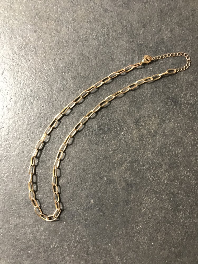 Kette Modeschmuck goldfarben Halskette Collier Kettenglieder Rechteck Modeschmuck 