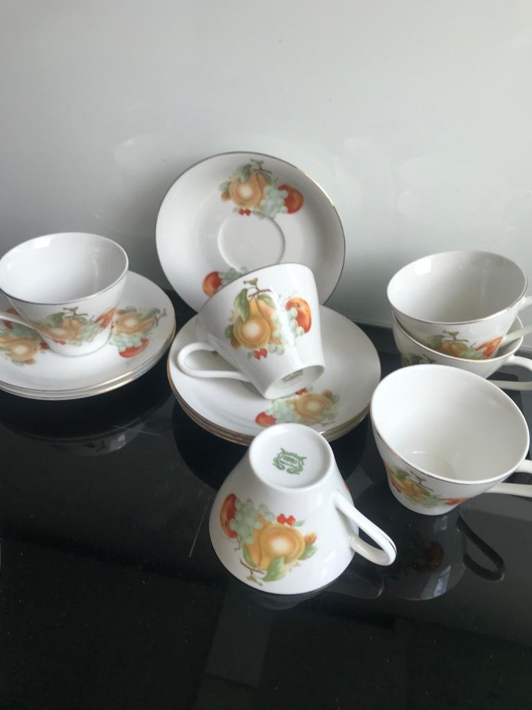 Porzellan Set Teetassen Konvolut Obstmotive Deko Stilleben Retro Design Fruits China