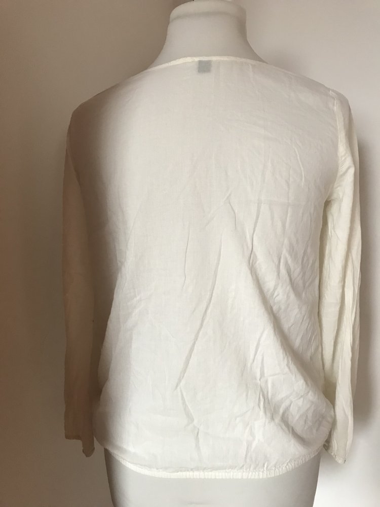 Shirt Spitze Creme 38/40 Ibiza Style Langarm Oberteil Yogi Tunika Transparent Folklore 