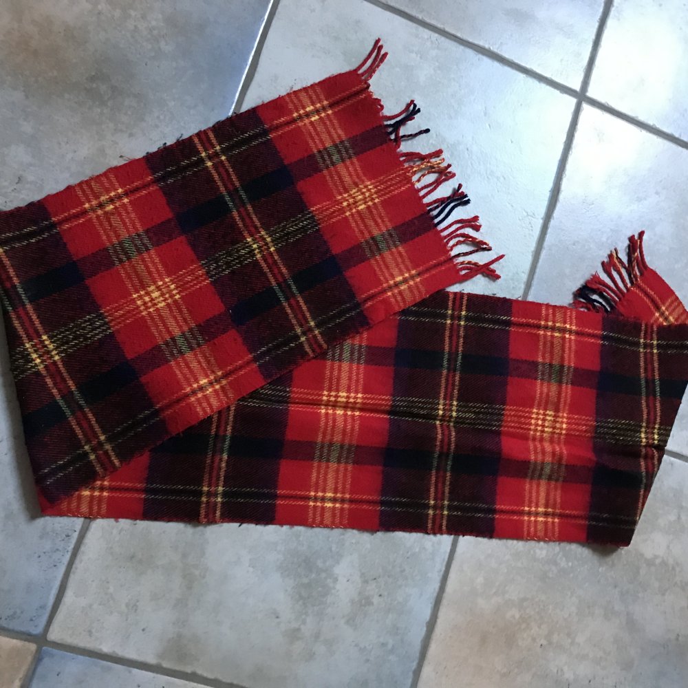 Schal Fransenschal Mantelschal Retro  Karo Muster Design Mix Rot gelb Schwarz London Vintagelover Unisex 