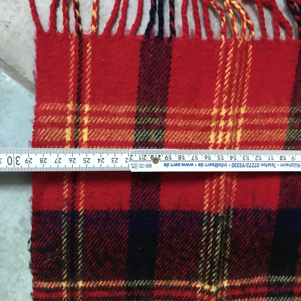 Schal Fransenschal Mantelschal Retro  Karo Muster Design Mix Rot gelb Schwarz London Vintagelover Unisex 