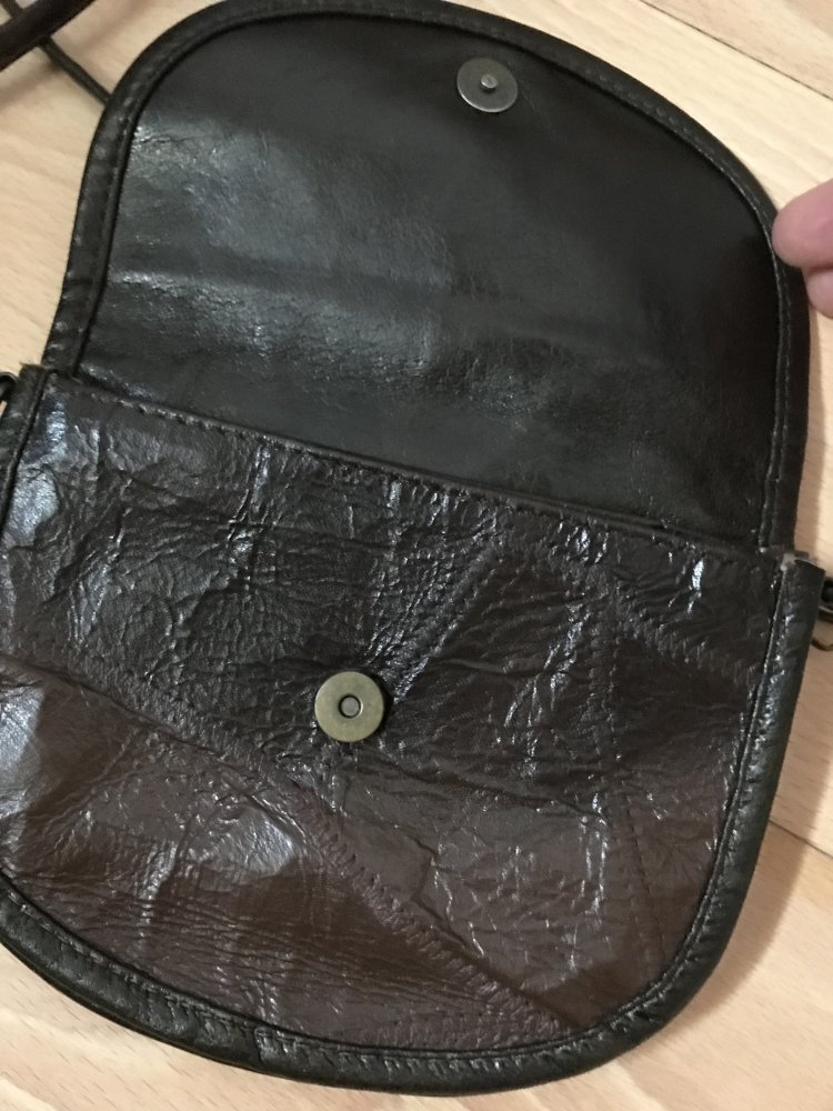 Tasche Umhängetasche Sachet Bag M.C.Patchwork braun Vintage 80ies y2k Retro Halfmoon Classic Marc Chantal 