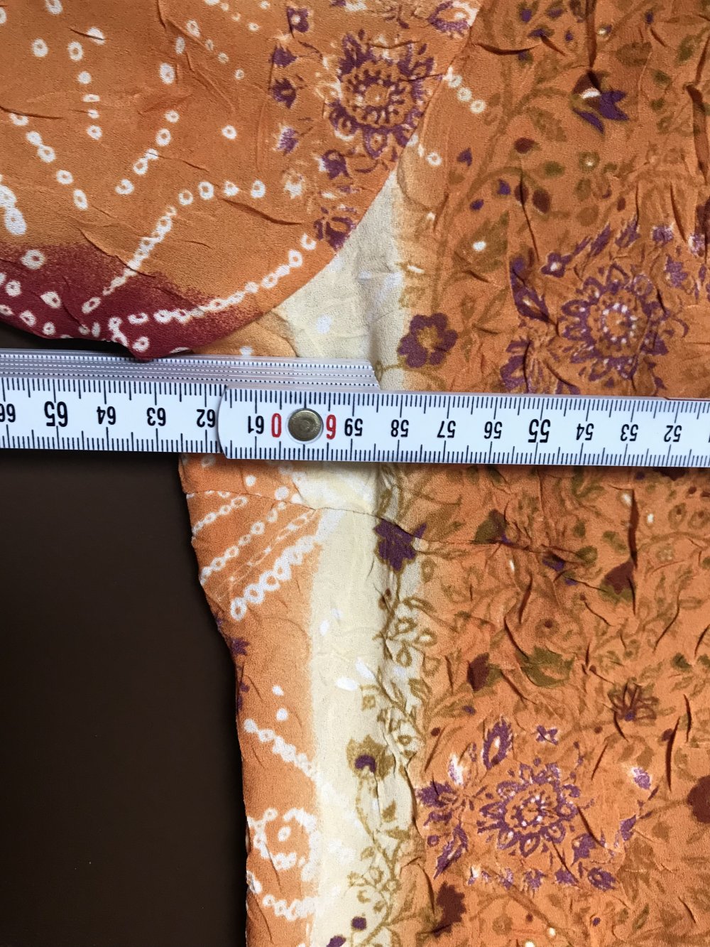 Ethno Bluse Kimono Knüpfbluse 46 Knotenbluse Ibizastyle  Wickelbluse Hemd Orangebraun wandelbares Oberteil Krinkle Vintagelove