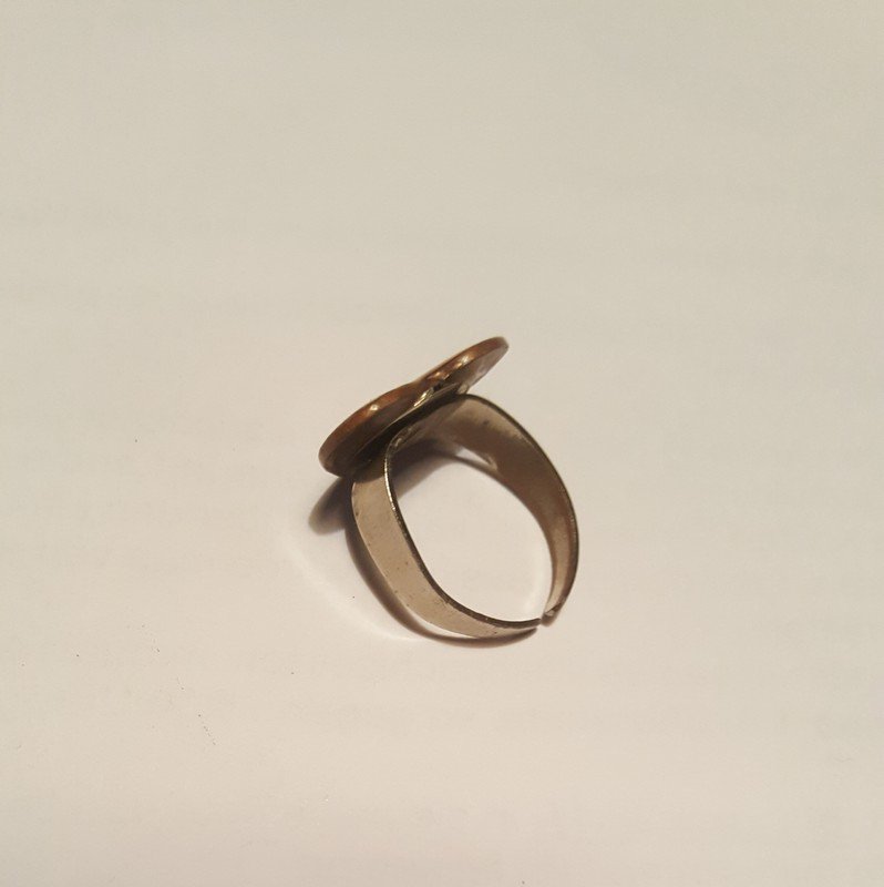 Ring verstellbar, Vintage Shabby, 70s, Emaille Herz Kupfer, SX, Art Deco Style, Vintage Lover, Heard`s Unique, Herzring rot-braun, Anthik Look