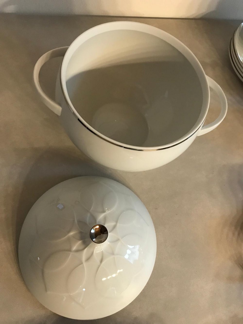 Porzellan Fine Design Rosenthal Suppenterrine Suppenschalen Lotus Platinrand Interieur Konvolut 