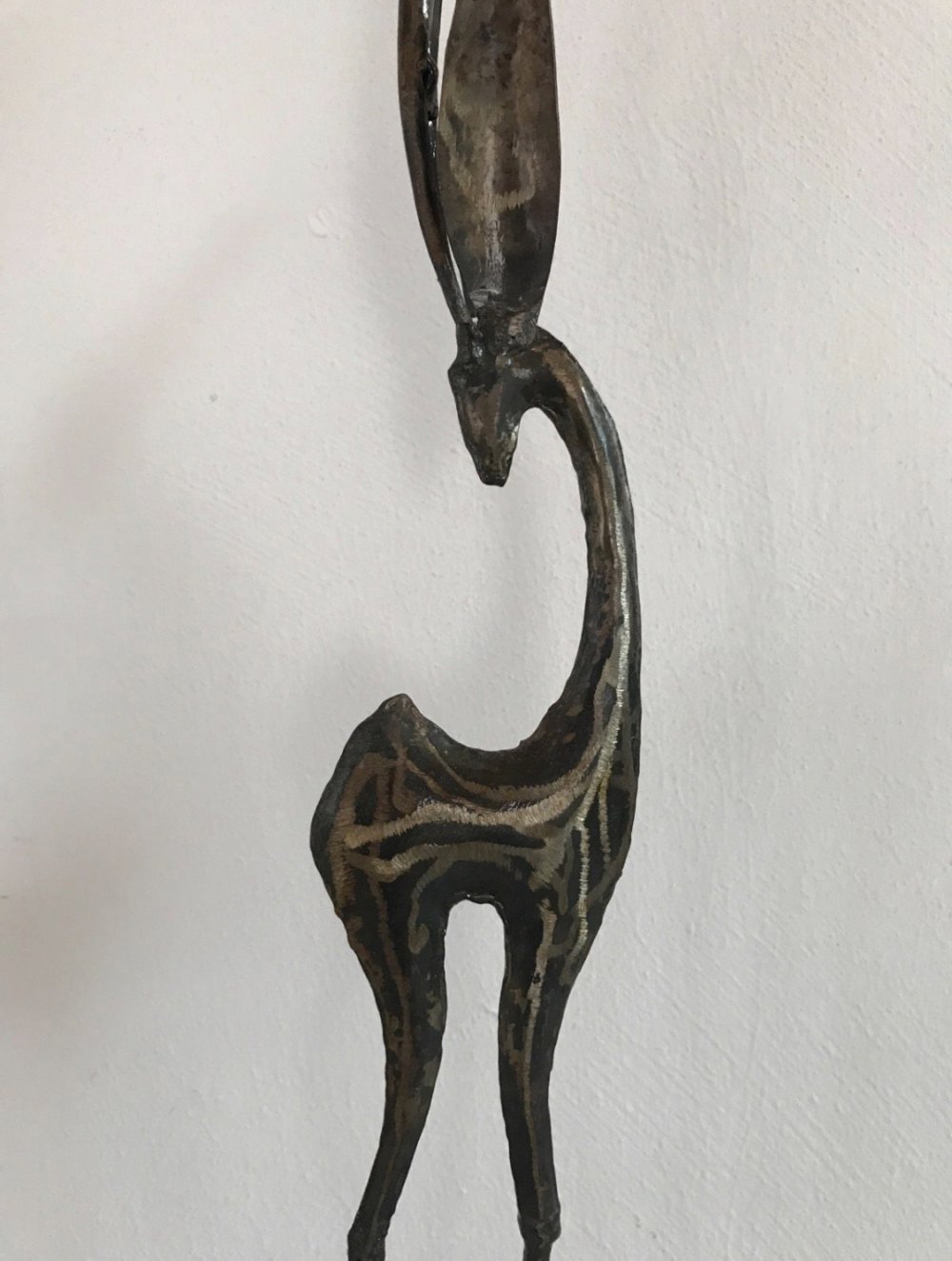 Gazelle Kunsthandwerk Filigran Unikat Metall Deko Schmuckständer Vintage Look Design rostbraun gebürstet 