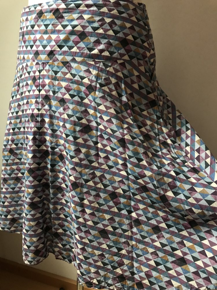 Rock Midirock Tellerrock 40 Multicolor Batikprint Blau Baumwolle A-Linie Retro Ethno Design 