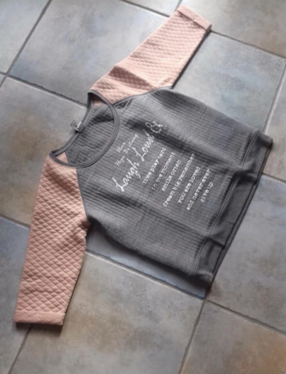 Pulli Sweat Shirt Pullover Waffelpique Casual Homewear Lounge Fittered Wabenmuster Croped 40/42 