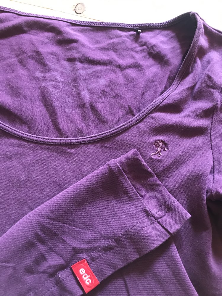 Shirt Langarm Esprit Flieder Basic edc kombimode Oberteil 38/40