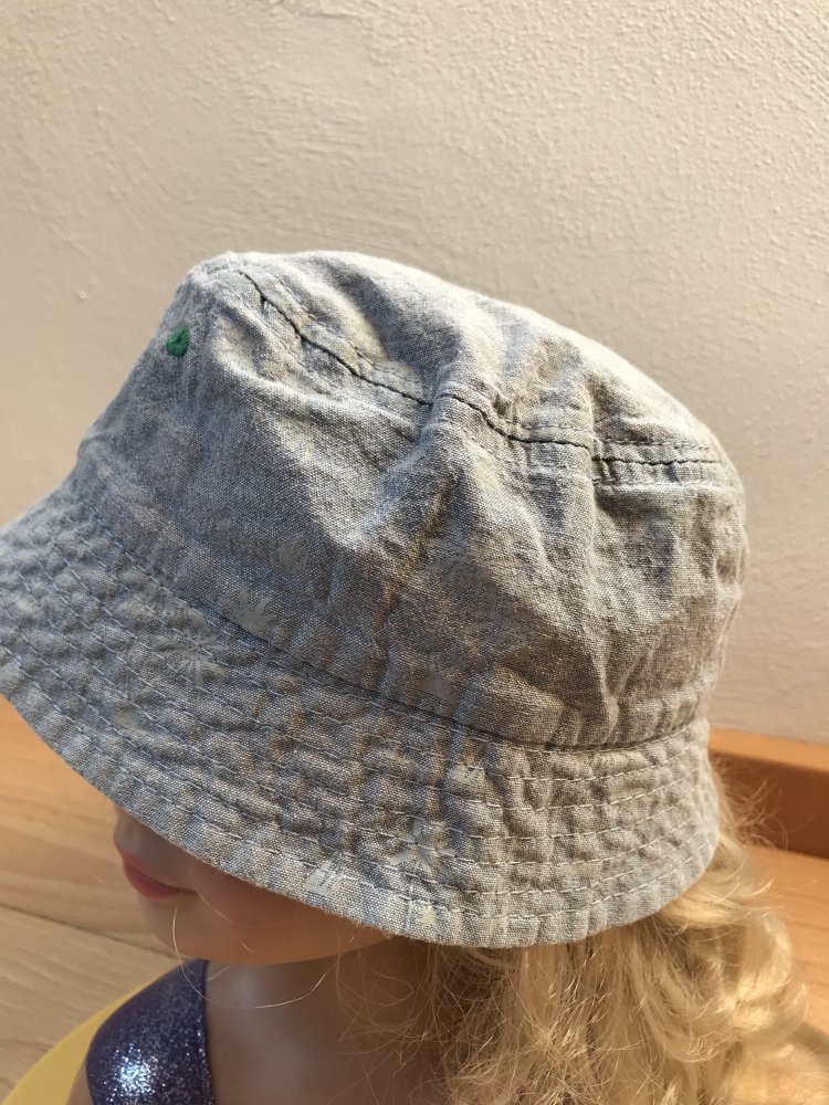 Bucket Hat Mädchen Hut Stoffhut 52/53 Girlie Fischerhut Cap Palm Hut Käppie Sommer Mütze Jeanslook Canvas Summertime Palms Beachclub