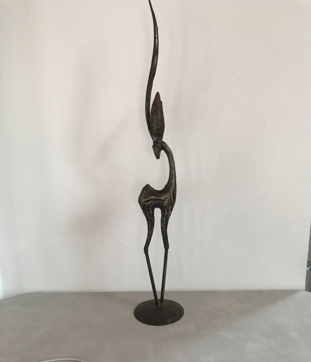 Gazelle Kunsthandwerk Filigran Unikat Metall Deko Schmuckständer Vintage Look Design rostbraun gebürstet 