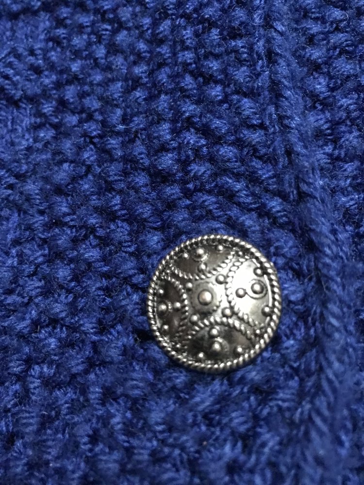 Strickjacke Unikat Wolle Cardigan 42/44 Marineblau Trachtenjanker Bayuvar Handknitted unique Strickchic 