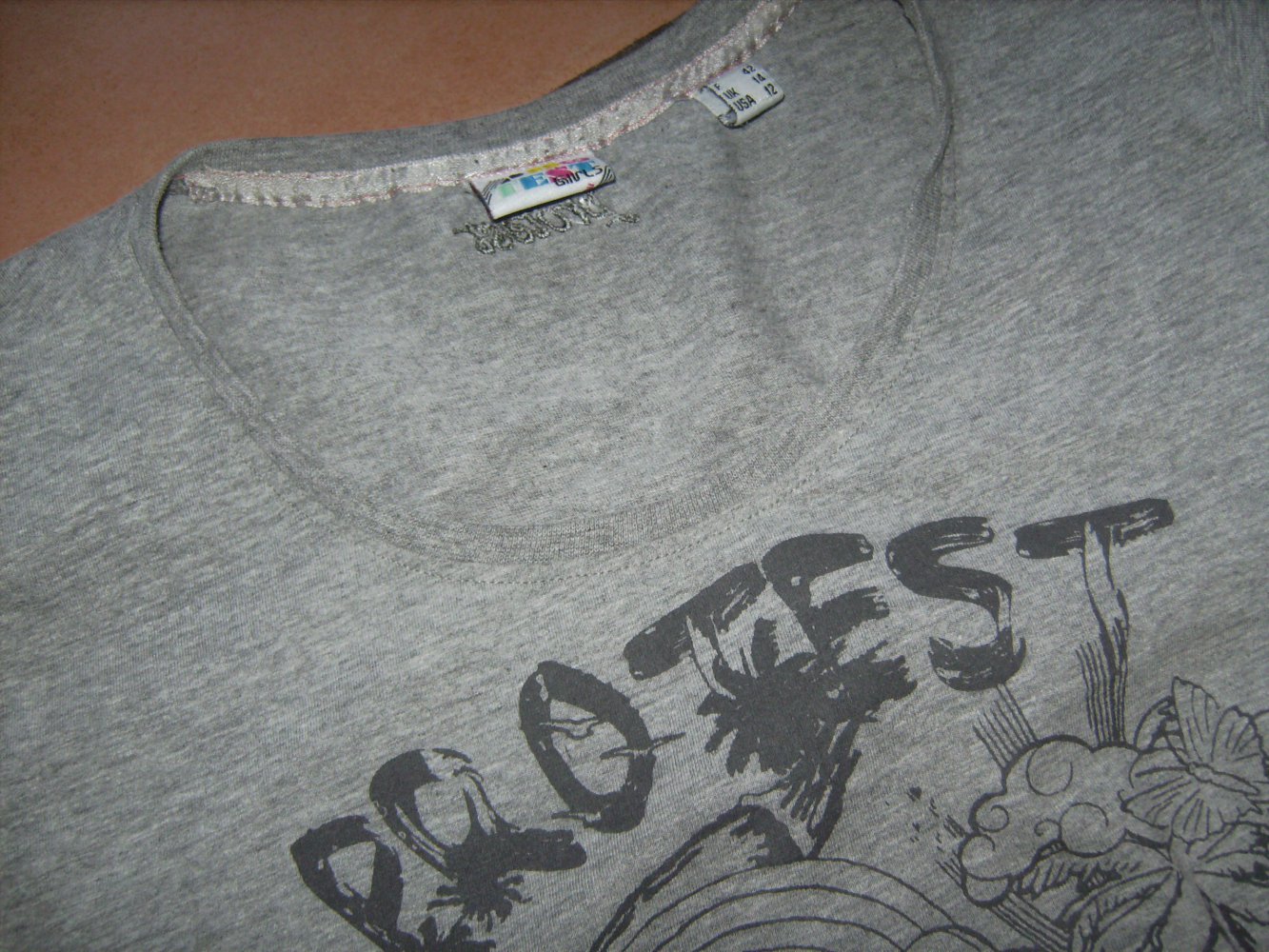 T-shirt Sporshirt, Kurzarm, Protest, Inprint Gr. M, grau meliert, Fitness, Sunny Summer