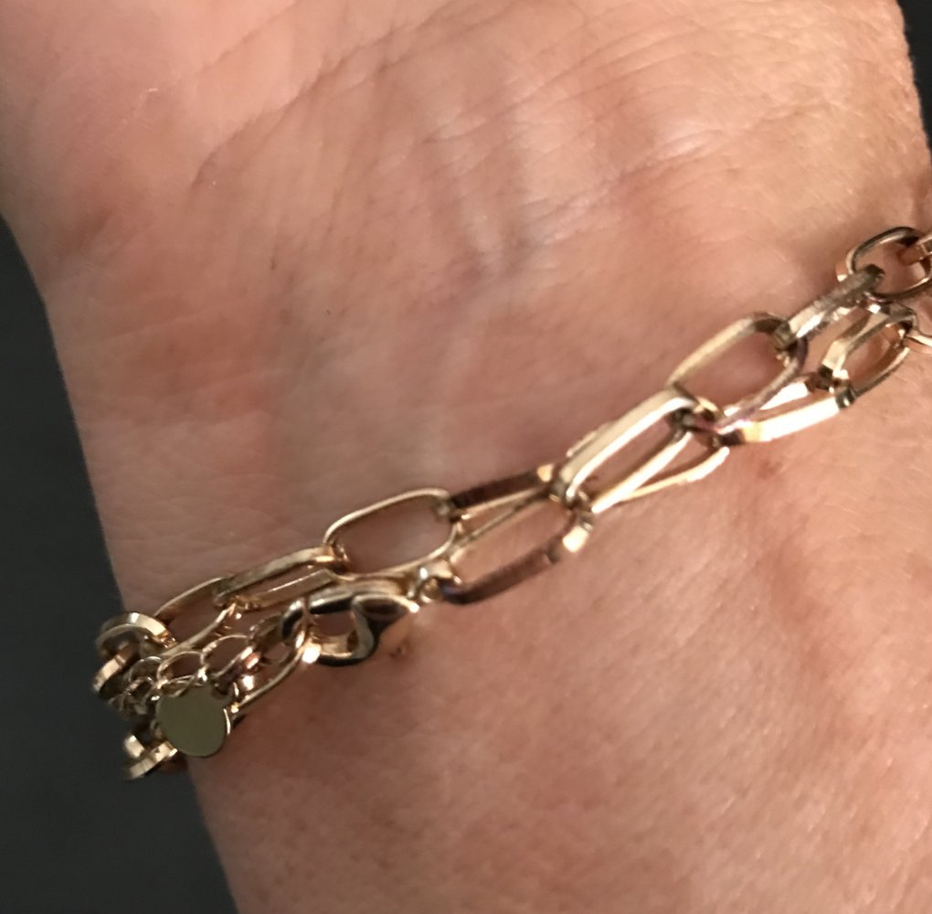 Kette Modeschmuck goldfarben Halskette Collier Kettenglieder Rechteck Modeschmuck 