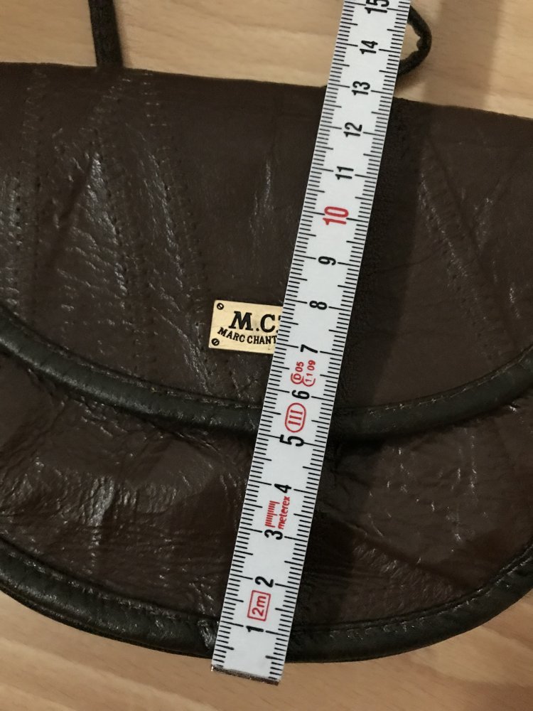 Tasche Umhängetasche Sachet Bag M.C.Patchwork braun Vintage 80ies y2k Retro Halfmoon Classic Marc Chantal 