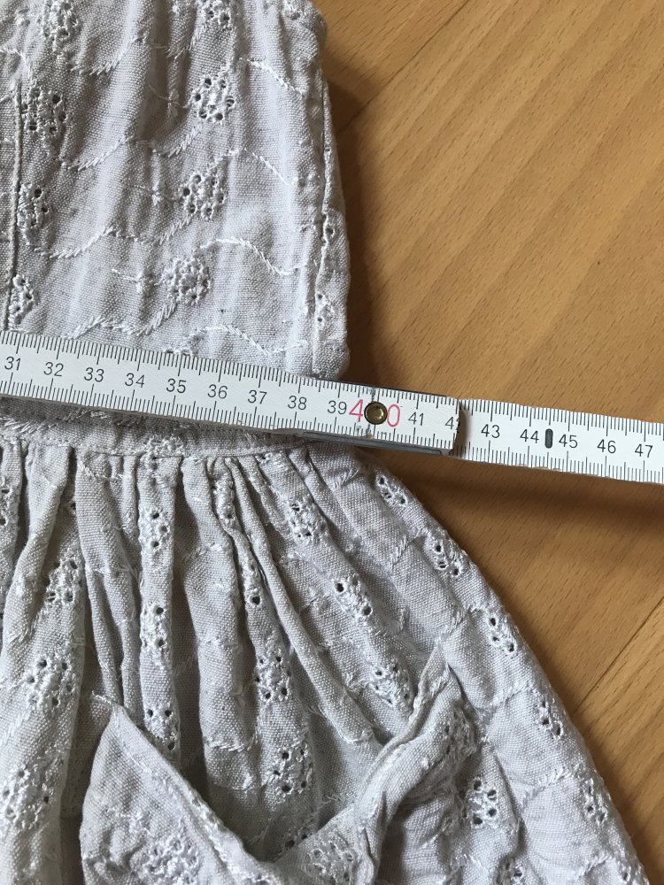 Kleid Sommerkleid Mädchen 152 Cremebeige Klöppelspitze Leinenoptik Cottage Vintagelover Landhausmode Boho 