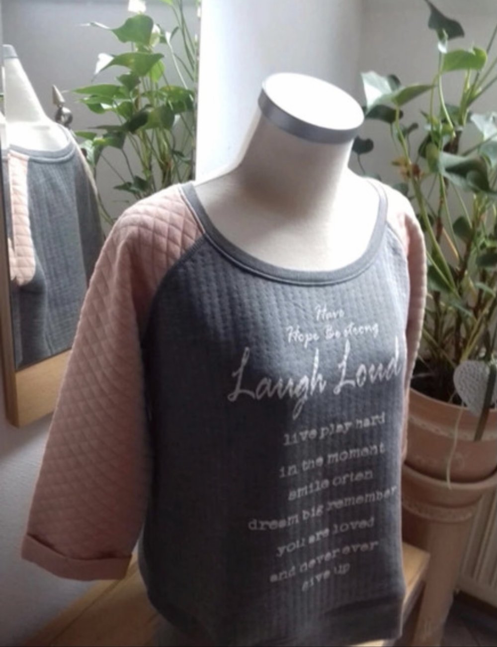 Pulli Sweat Shirt Pullover Waffelpique Casual Homewear Lounge Fittered Wabenmuster Croped 40/42 