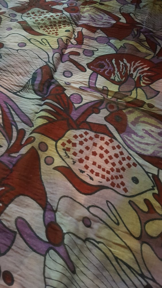 XXL Tuch Turban Paero Sarong Umhang Schal Paero Inprint Gebrauchszustand Baumwolle Fisch Creativ Beerentöne Allrounder Schulter- Knüpf- Hüfttuch Beach Rock 