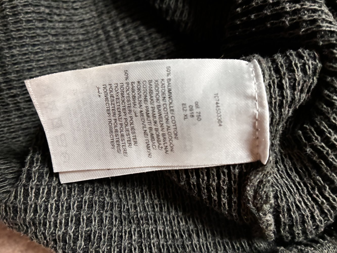 Pullover Herren Langarm Grau Strick Casual M/L Review Waffelpique Oberteil Basic Streetwear 