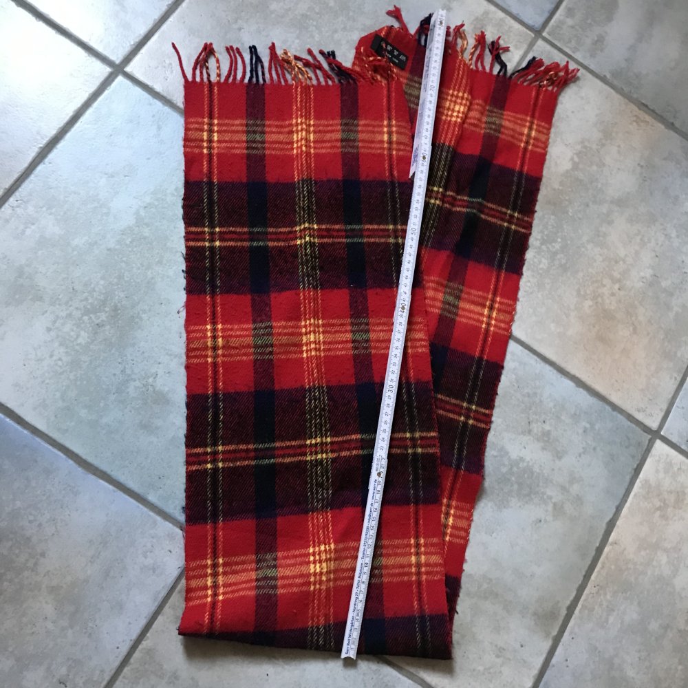 Schal Fransenschal Mantelschal Retro  Karo Muster Design Mix Rot gelb Schwarz London Vintagelover Unisex 