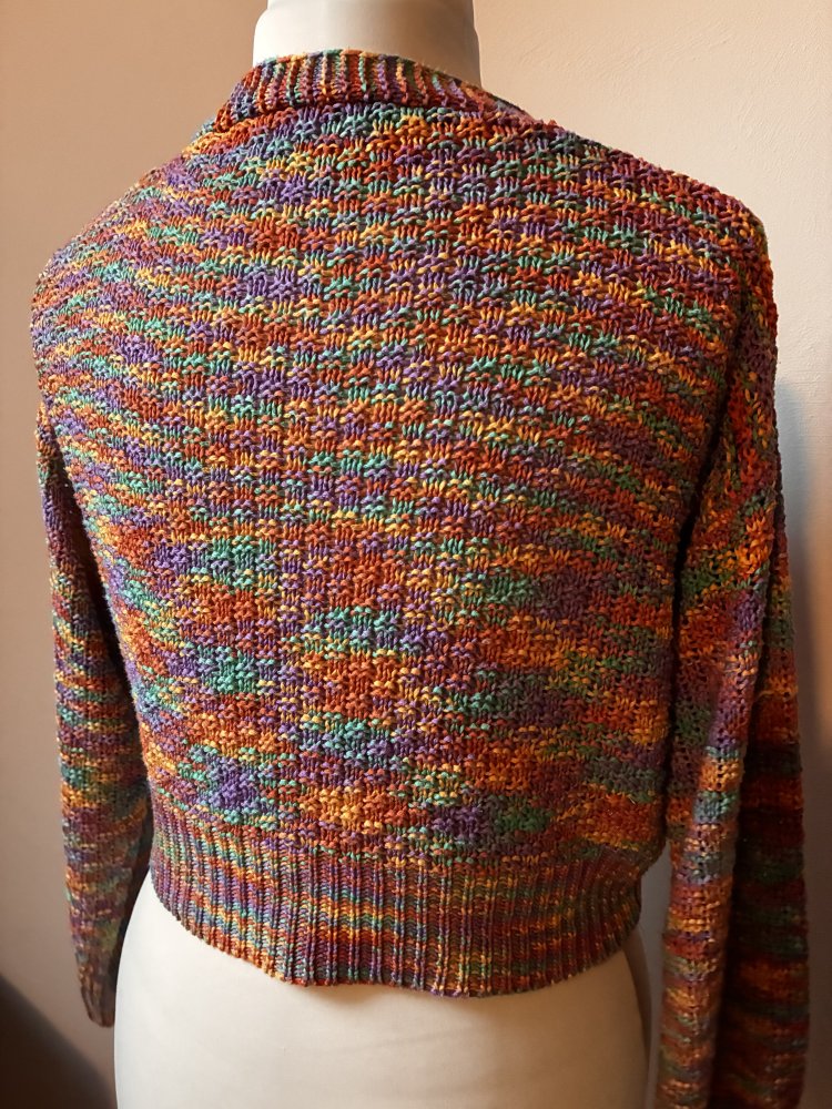 Cardigan Onesize Kurzweste Langarm Kimono 38 Strick Multicolor 