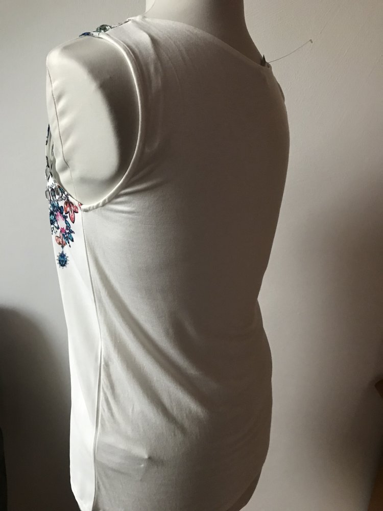 Shirt Blusentop Boho Cremeweiss Bunte Strasstein 38 Onesize Mandala Glamour Oberteil Top Azthek Print