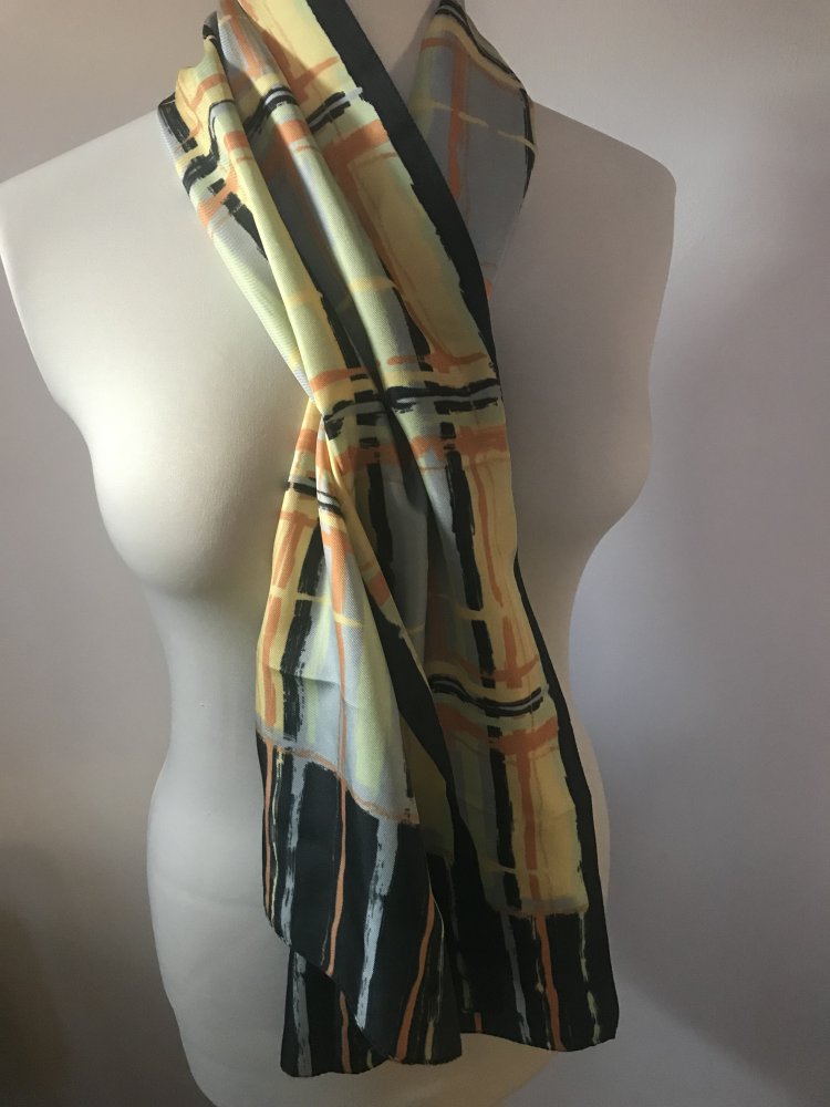 Schaltuch Retrodesign Inprint Tuch Foulard Schal Krawattentuch Italy Schal Pastell Vintage Unisex 