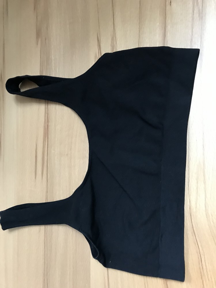 Cupless Top dry fit BH nahtlos Oberteil Sport Bustier Onesize Shape schwarz 