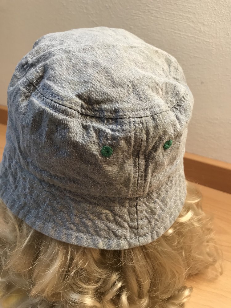 Bucket Hat Mädchen Hut Stoffhut 52/53 Girlie Fischerhut Cap Palm Hut Käppie Sommer Mütze Jeanslook Canvas Summertime Palms Beachclub