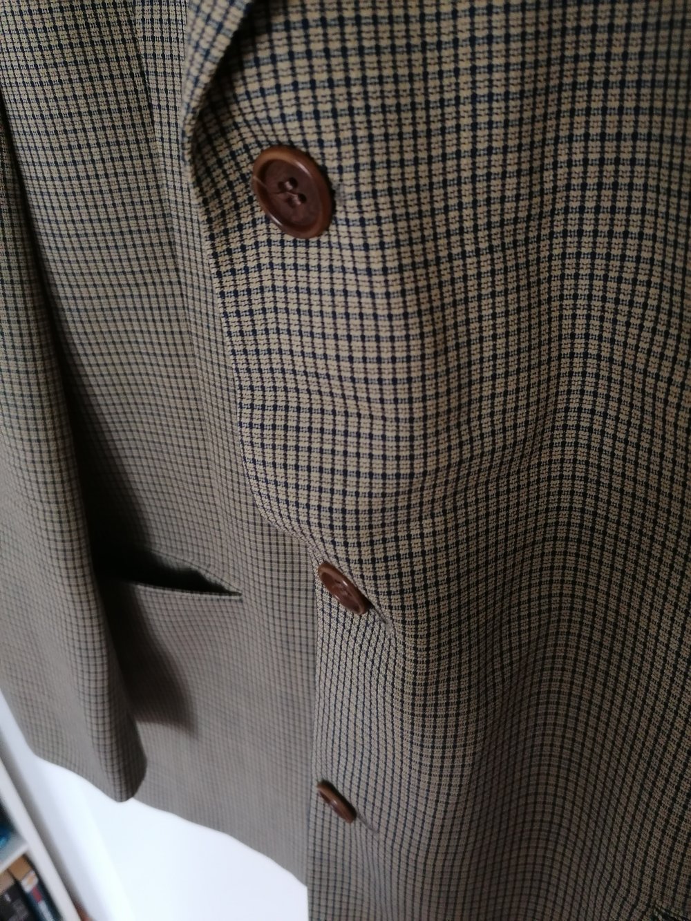 Jackett Sakko Hugo Boss beige kariert Gr. 56 Schurwolle