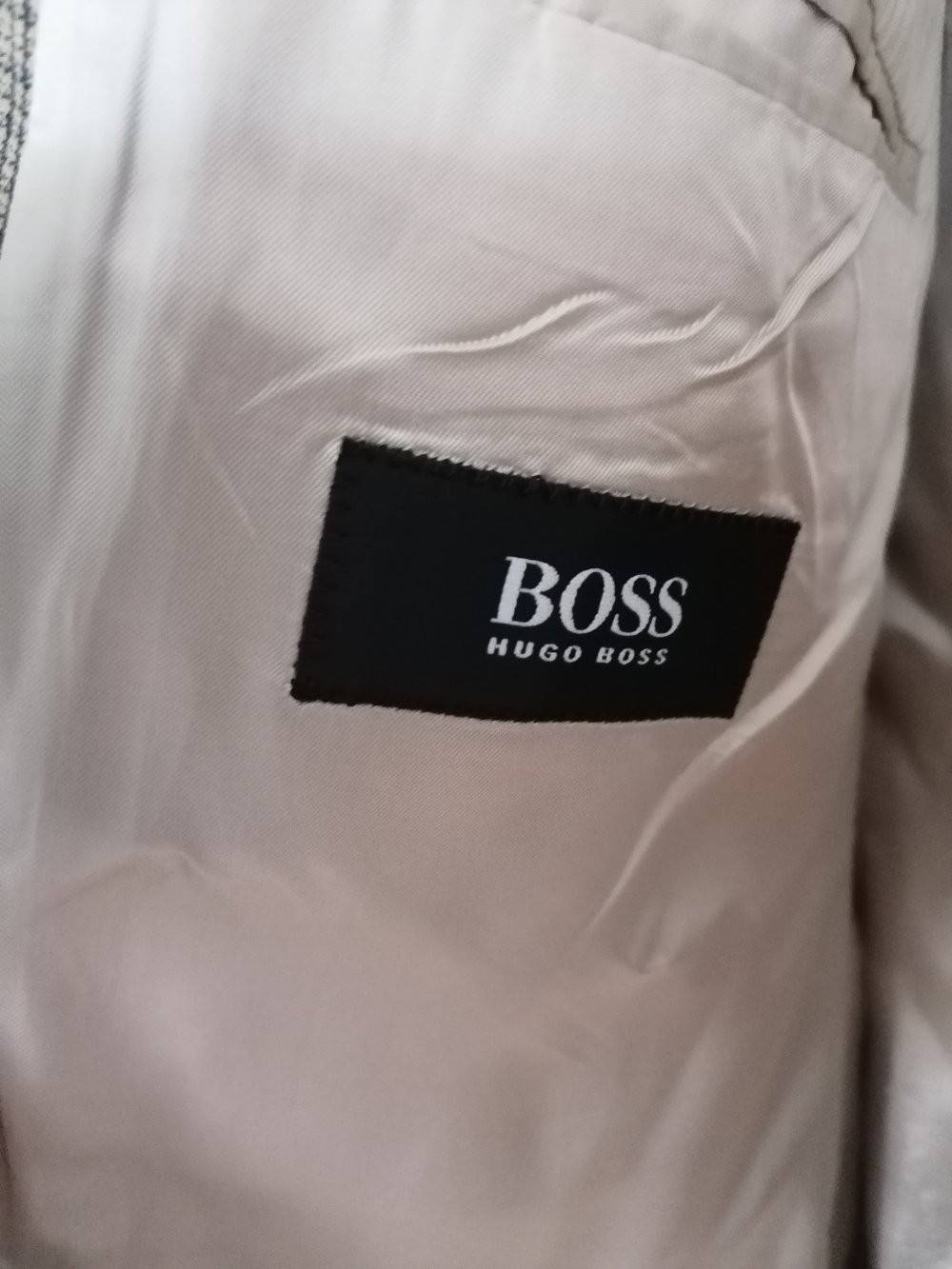 Jackett Sakko Hugo Boss beige kariert Gr. 56 Schurwolle
