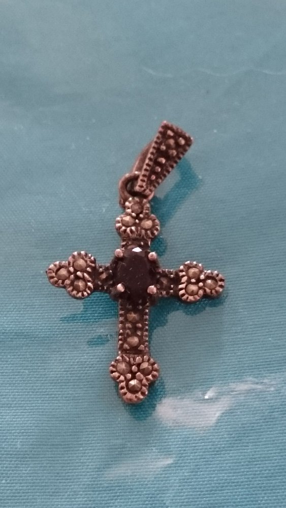Anhänger Kreuz echtes Silber mit Edelstein, NP 89 Euro