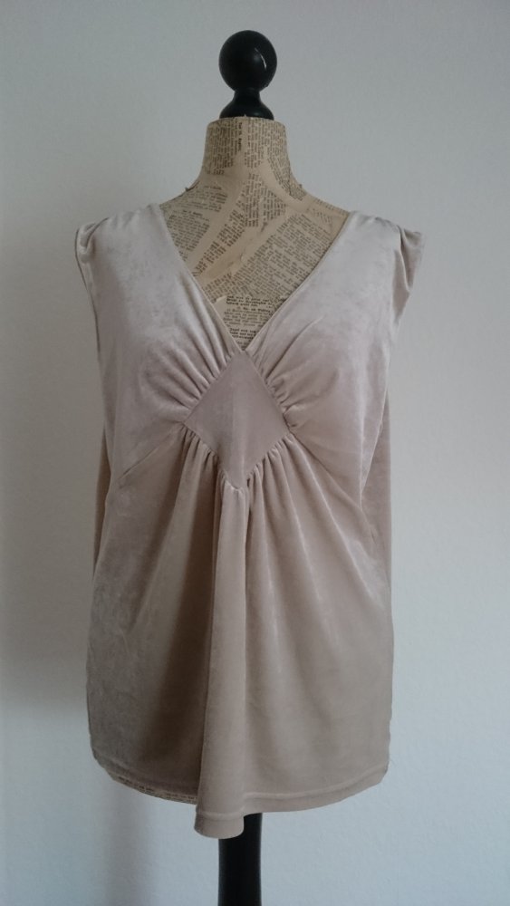 Beigefarbenes Samt Shirt, Größe L