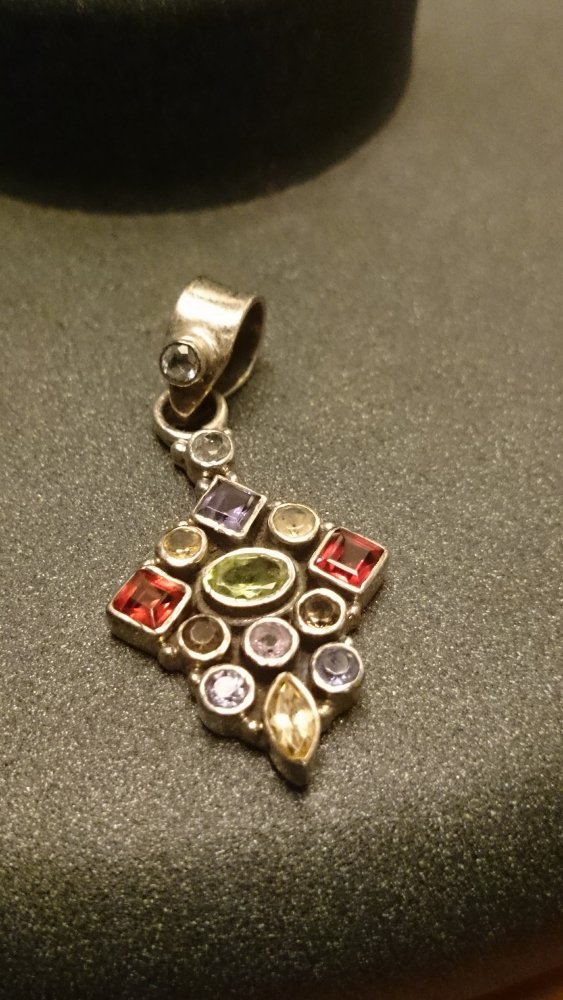 NEU Edelstein Anhänger Rautenform Silber 925