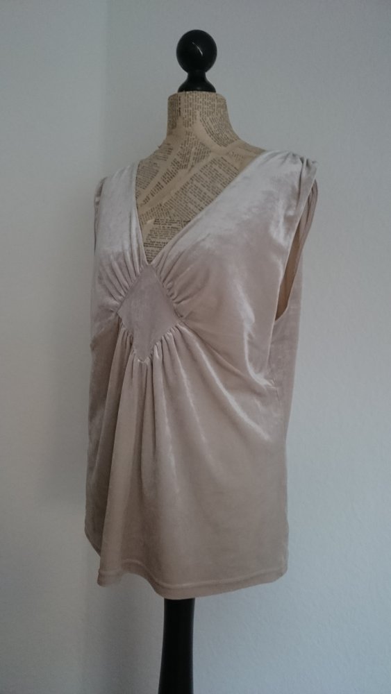Beigefarbenes Samt Shirt, Größe L