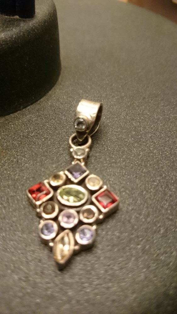 NEU Edelstein Anhänger Rautenform Silber 925