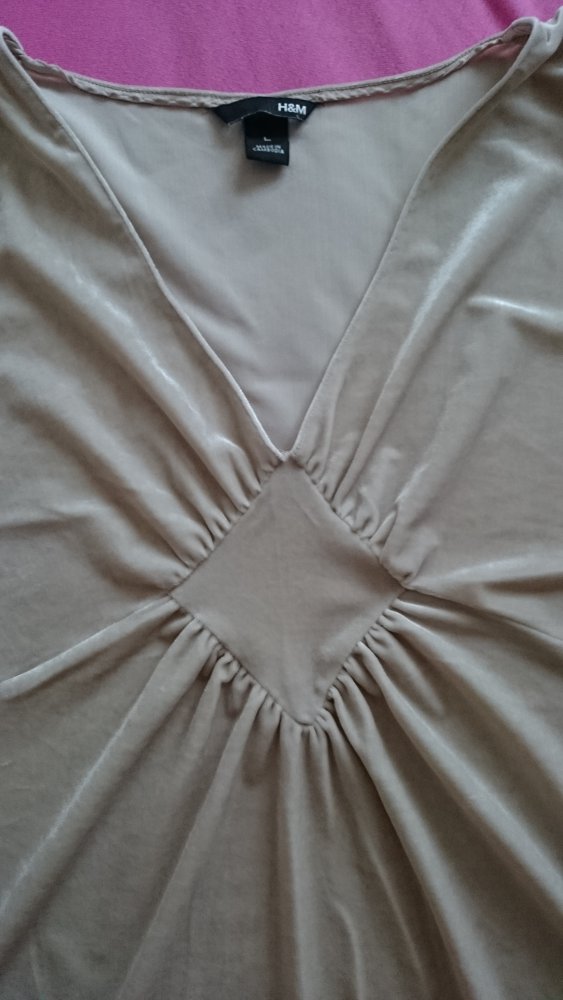 Beigefarbenes Samt Shirt, Größe L