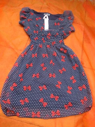 NEU mit ETIKETT * Edel * Seiden Chiffon * Romantik * Schleifen * Punkte * Polka Dots * Tupfen * Puffärmel * Mini * Kleid 