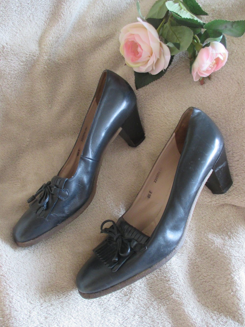  Original VINTAGE * Echt Leder * Marine * Sailor * Maritim * Loafer * Pumps * Schuhe mit Lasche und Schleife 