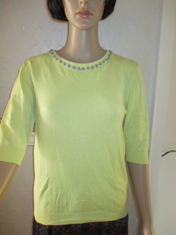 NEUw * Gold- Perlen * Strass- Kristalle * Kurzarm * Feinstrick- Pullover 