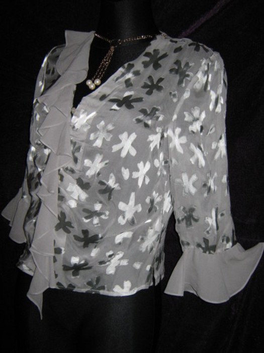 NEUw * Edel * Original Granny VINTAGE * Flamenco * Volant * Schleifen * Seiden * Bluse 