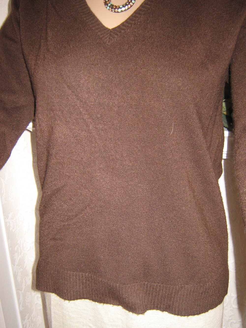 NEUw * Klassisch * Basic * Bodycon * V- Ausschnitt * Feinstrick * Pullover mit Esprit * Gr. 38- 40/ S- M * schokoladen- dunkel- braun *