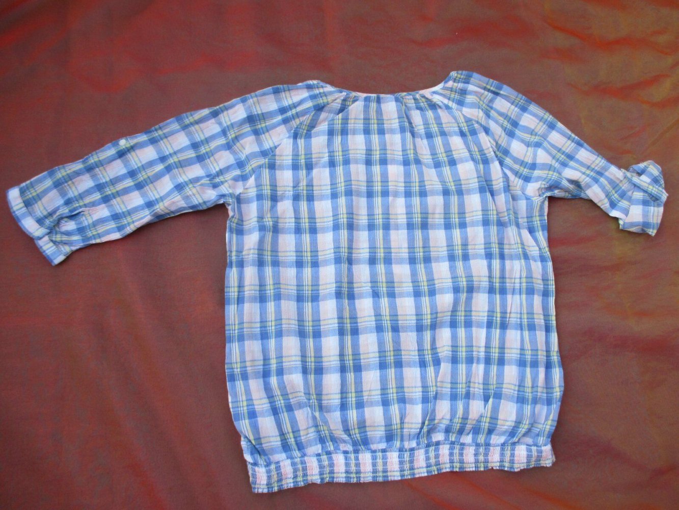 NEU * Lässsig * modern * Dreiviertel * Kurz * Arm * Madras- Karo Bluse 