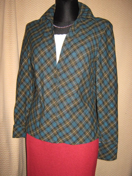 NEU * Original Granny VINTAGE * Diagonal Karos * Glitzer * Hemd- Bluse * Jacke 