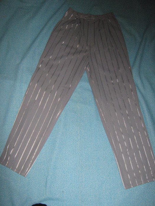 NEU * Edel * Original VINTAGE * DESIGNER * Nadelstreifen * High Waist * Hose * Gr. 34/ XS * silber- grau *