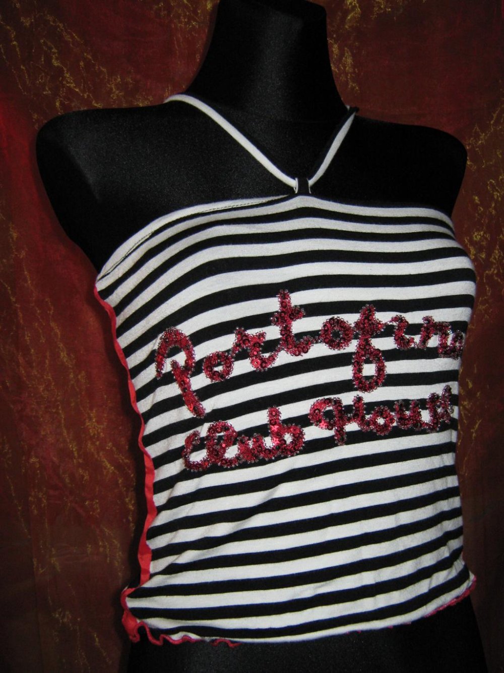 NEU mit ETIKETT * Sexy * ausgefallen * Pinup * Rockabilly * Pailletten * Streifen * Neckholder * Träger * Top 