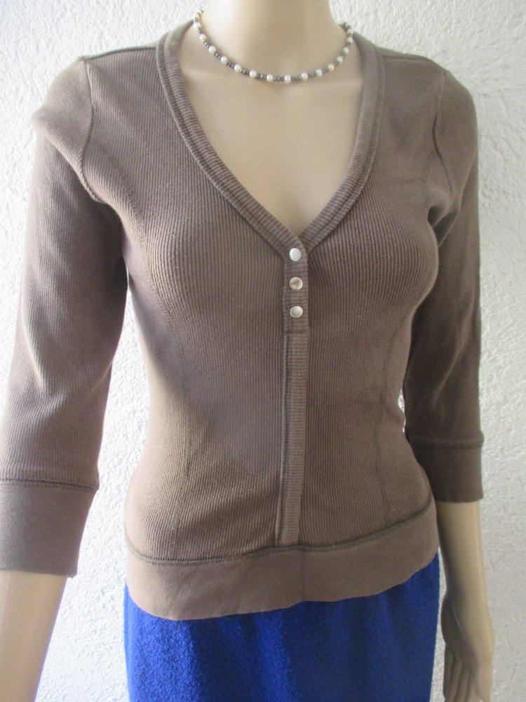 NEU * Sexy * Basic * Dreiviertel Arm * Bodycon * Ripp * T- Shirt 